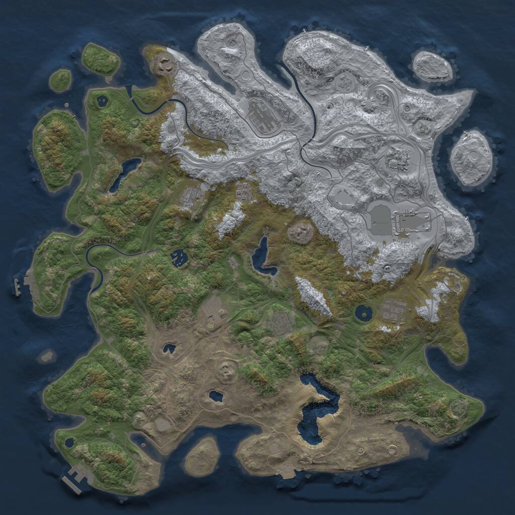 Rust Map: Procedural Map, Size: 4500, Seed: 1545129364, 16 Monuments
