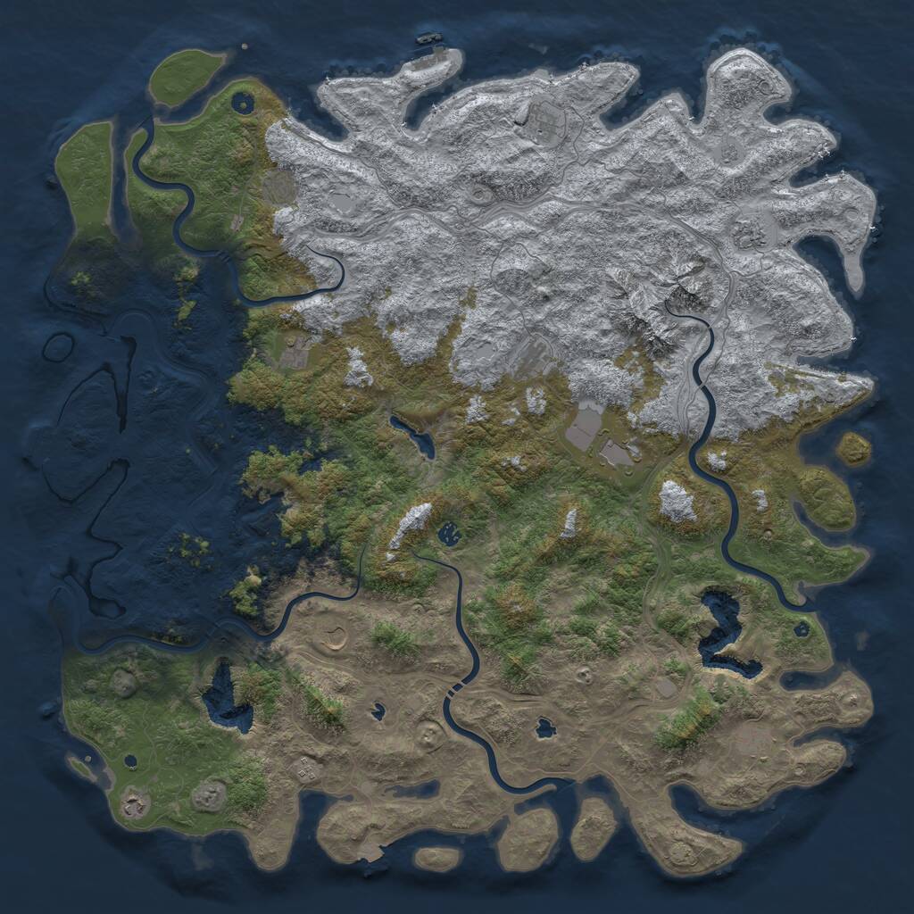 Rust Map: Procedural Map, Size: 6000, Seed: 635426097, 17 Monuments