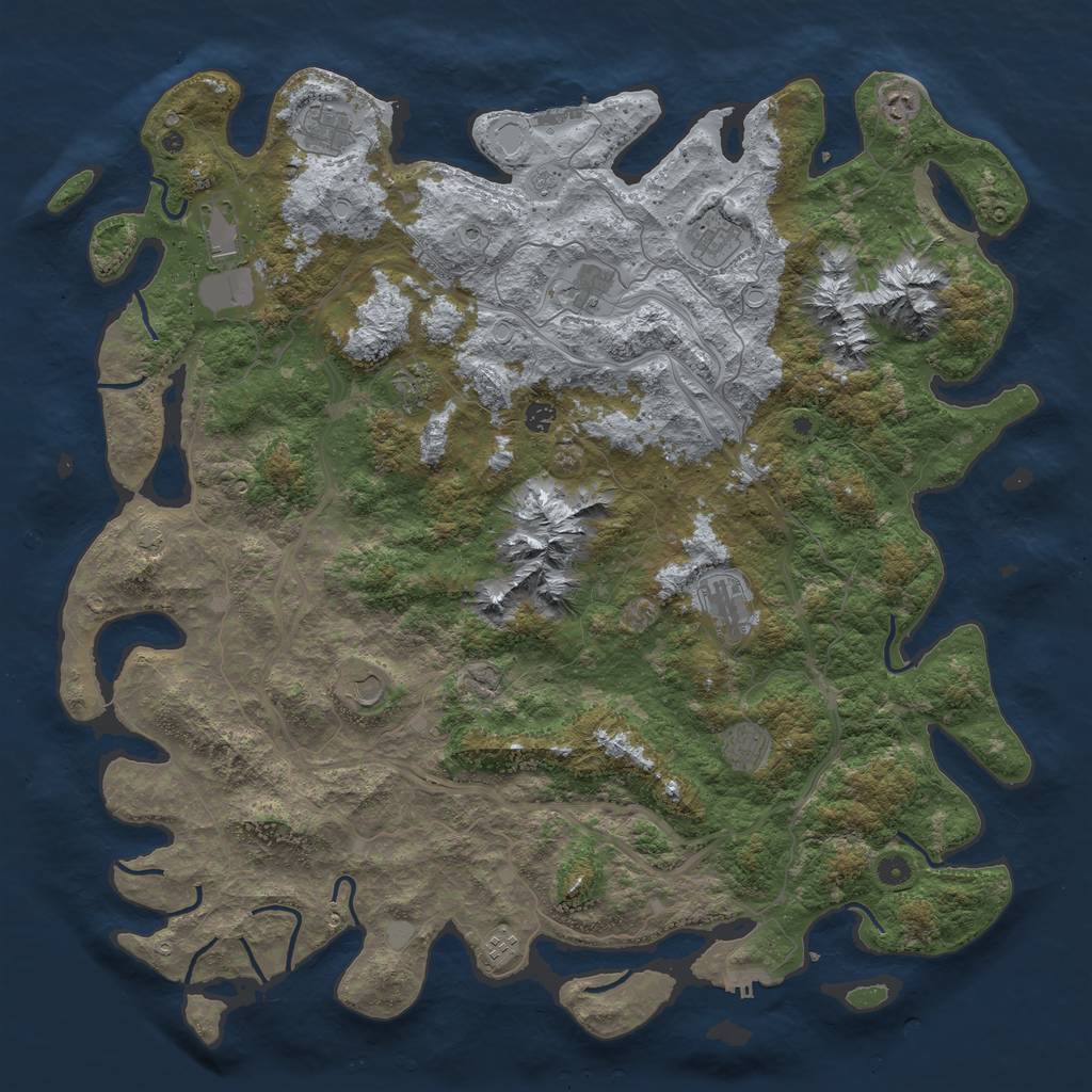 Rust Map: Procedural Map, Size: 5250, Seed: 837706427, 19 Monuments