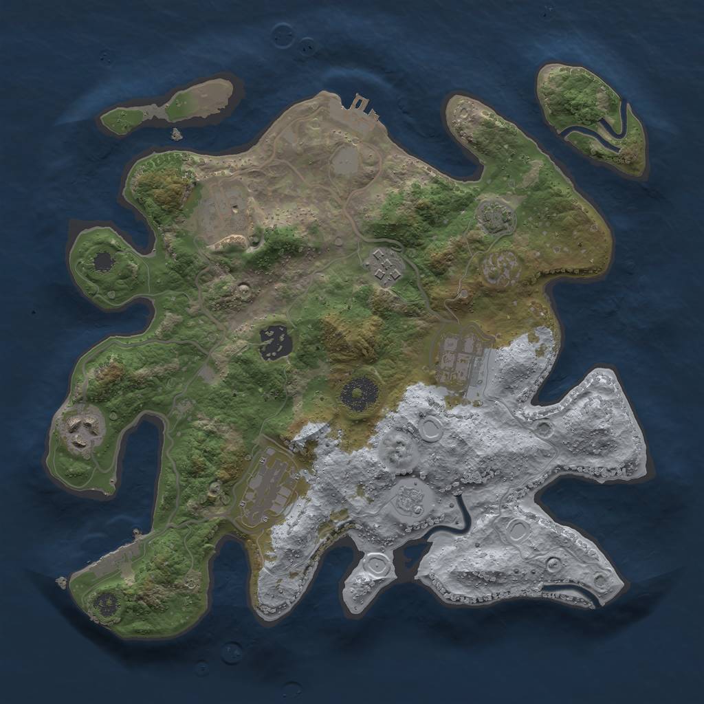 Rust Map: Procedural Map, Size: 3000, Seed: 65432, 13 Monuments