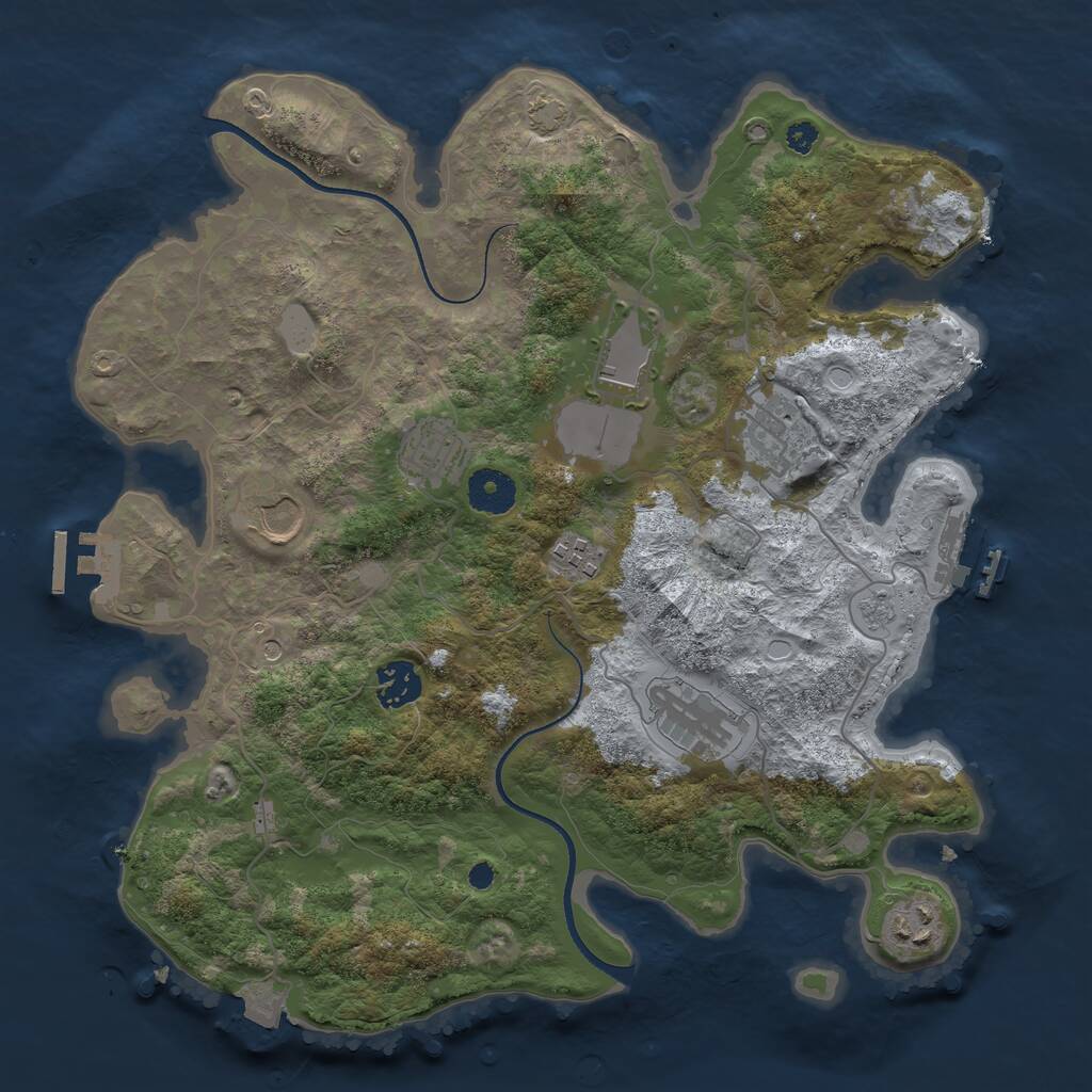 Rust Map: Procedural Map, Size: 3500, Seed: 886625088, 14 Monuments