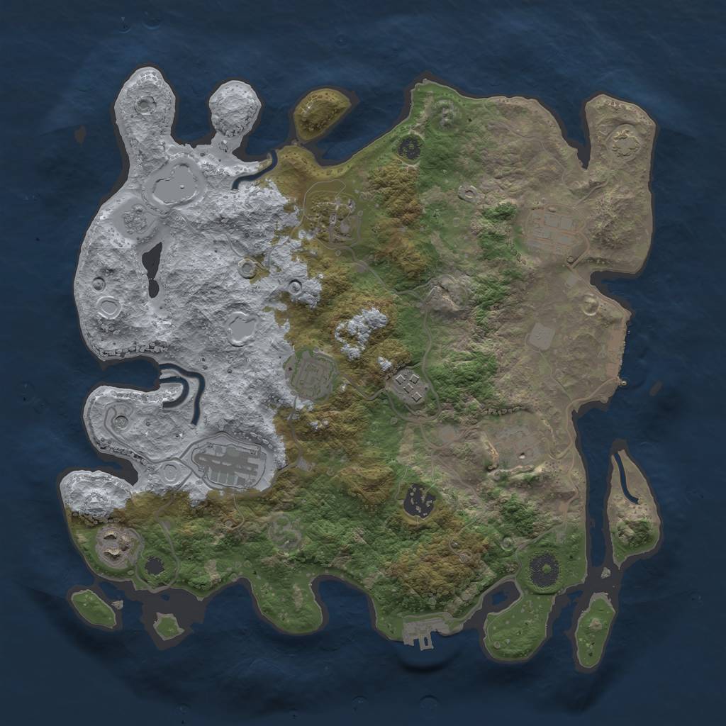 Rust Map: Procedural Map, Size: 3400, Seed: 2067339741, 16 Monuments