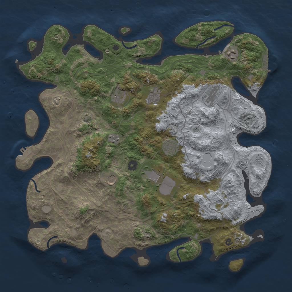 Rust Map: Procedural Map, Size: 4250, Seed: 224862567, 16 Monuments