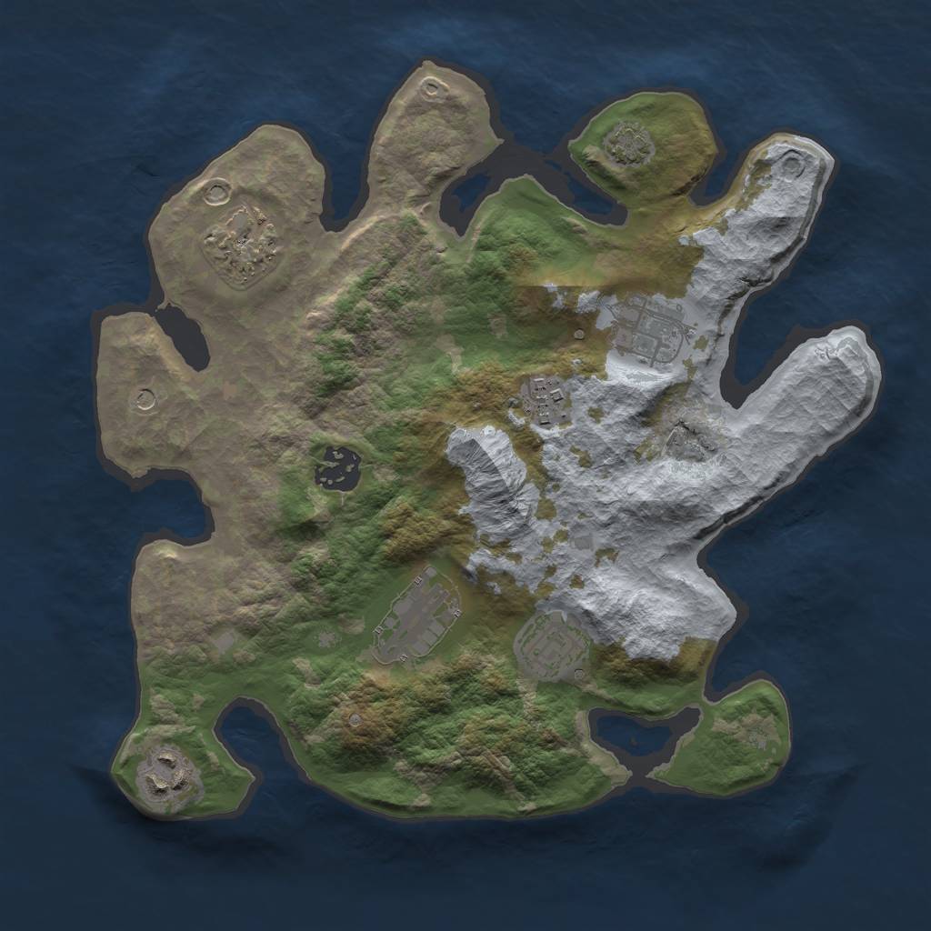 Rust Map: Barren, Size: 3000, Seed: 17194, 11 Monuments