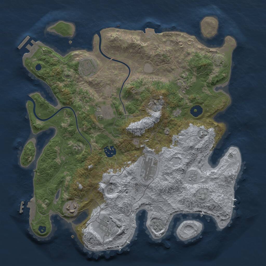 Rust Map: Procedural Map, Size: 3400, Seed: 27497301, 14 Monuments