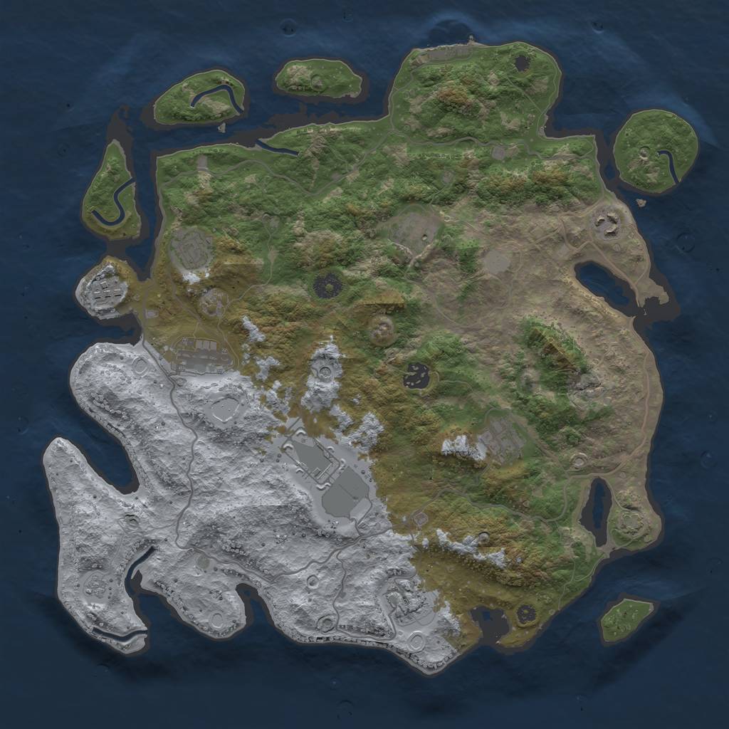 Rust Map: Procedural Map, Size: 4000, Seed: 1067495106, 16 Monuments