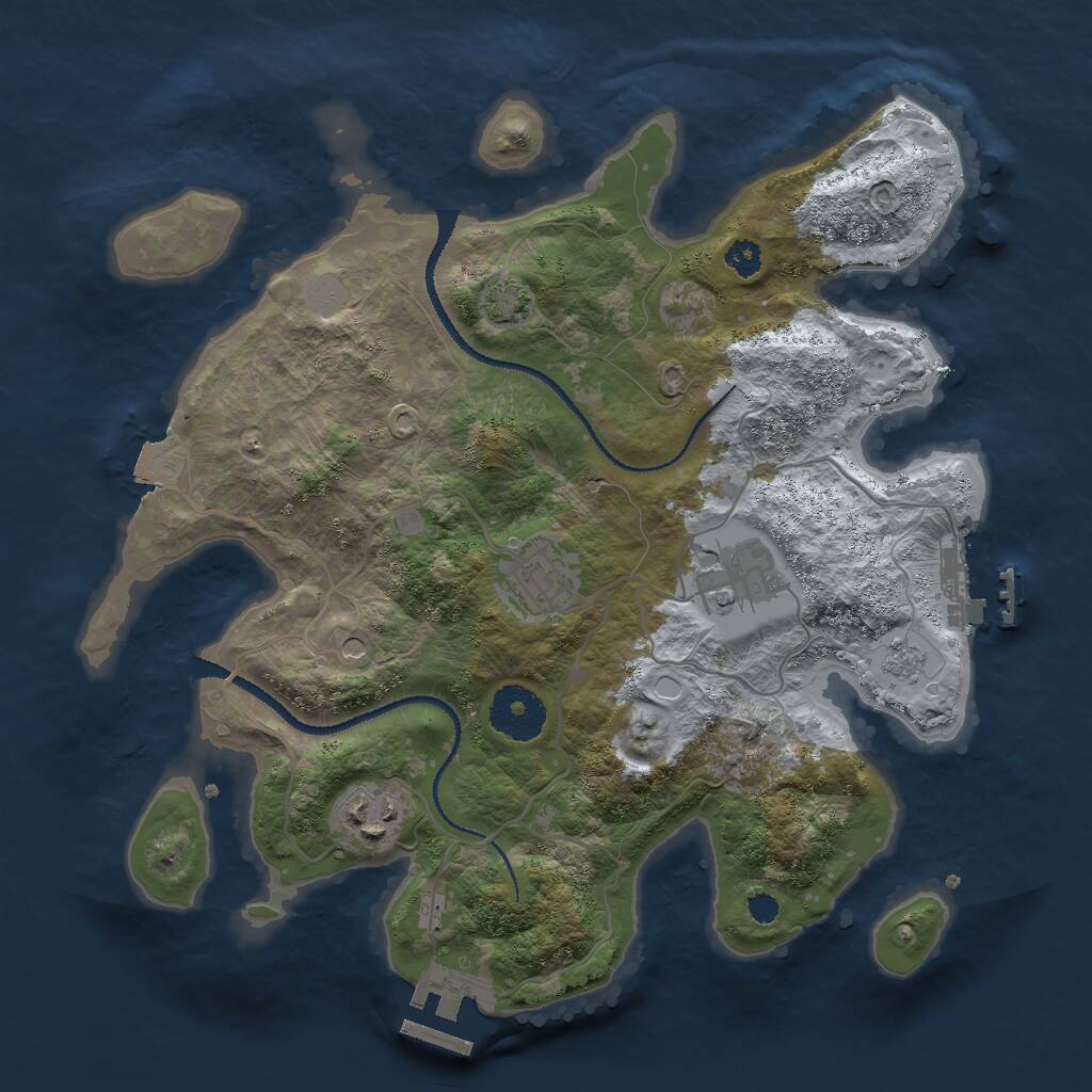 Rust Map: Procedural Map, Size: 3000, Seed: 310488793, 9 Monuments