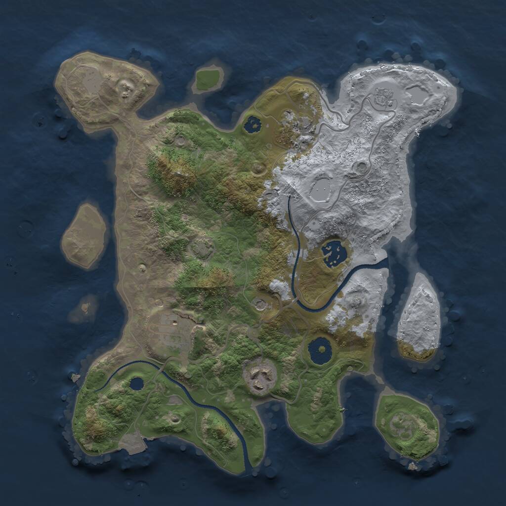 Rust Map: Procedural Map, Size: 3000, Seed: 44488, 8 Monuments