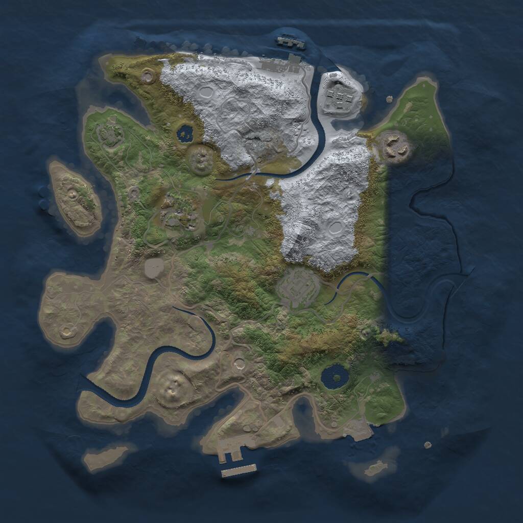Rust Map: Procedural Map, Size: 3000, Seed: 1428064362, 9 Monuments