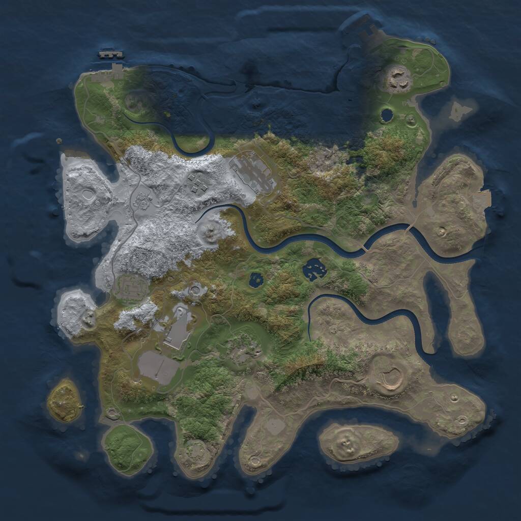 Rust Map: Procedural Map, Size: 3500, Seed: 1883487713, 14 Monuments