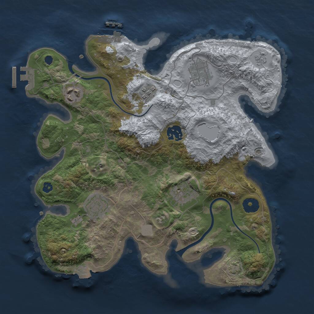 Rust Map: Procedural Map, Size: 3000, Seed: 140617127, 11 Monuments