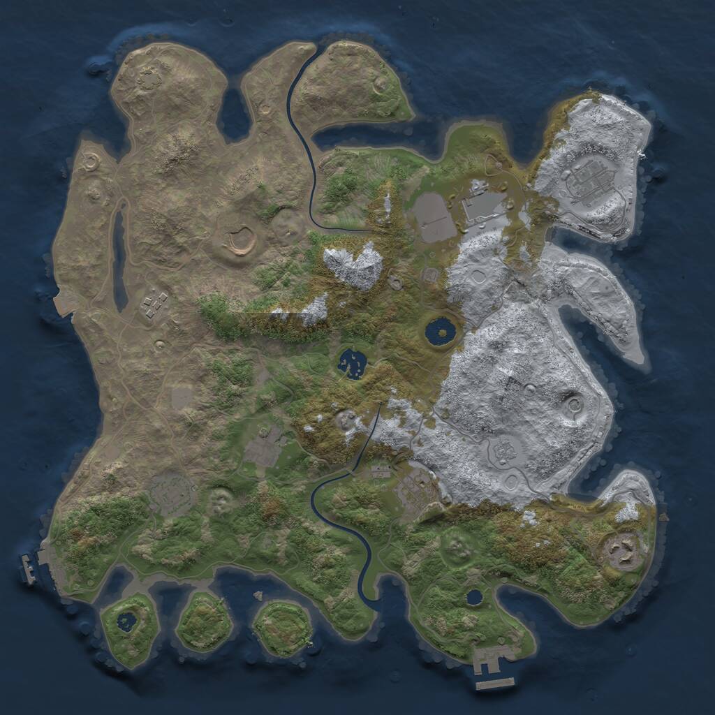 Rust Map: Procedural Map, Size: 3750, Seed: 485602713, 15 Monuments