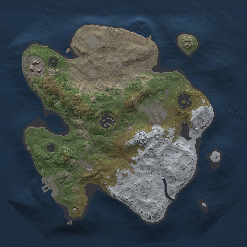 Rust Map: Procedural Map, Size: 2500, Seed: 51234567, 10 Monuments