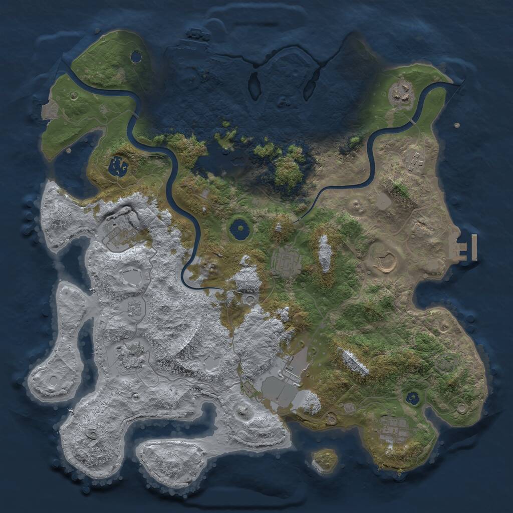 Rust Map: Procedural Map, Size: 3900, Seed: 708424791, 16 Monuments