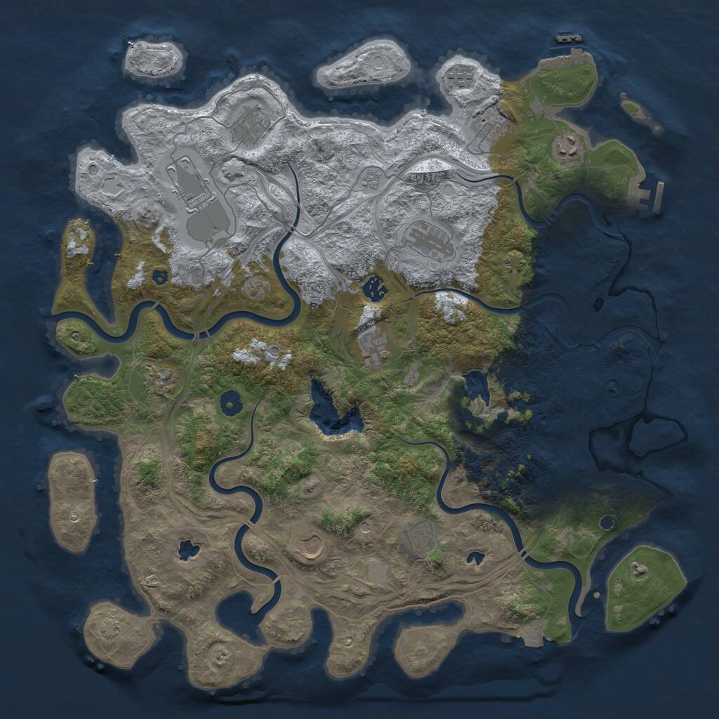 Rust Map: Procedural Map, Size: 4500, Seed: 42400891, 17 Monuments