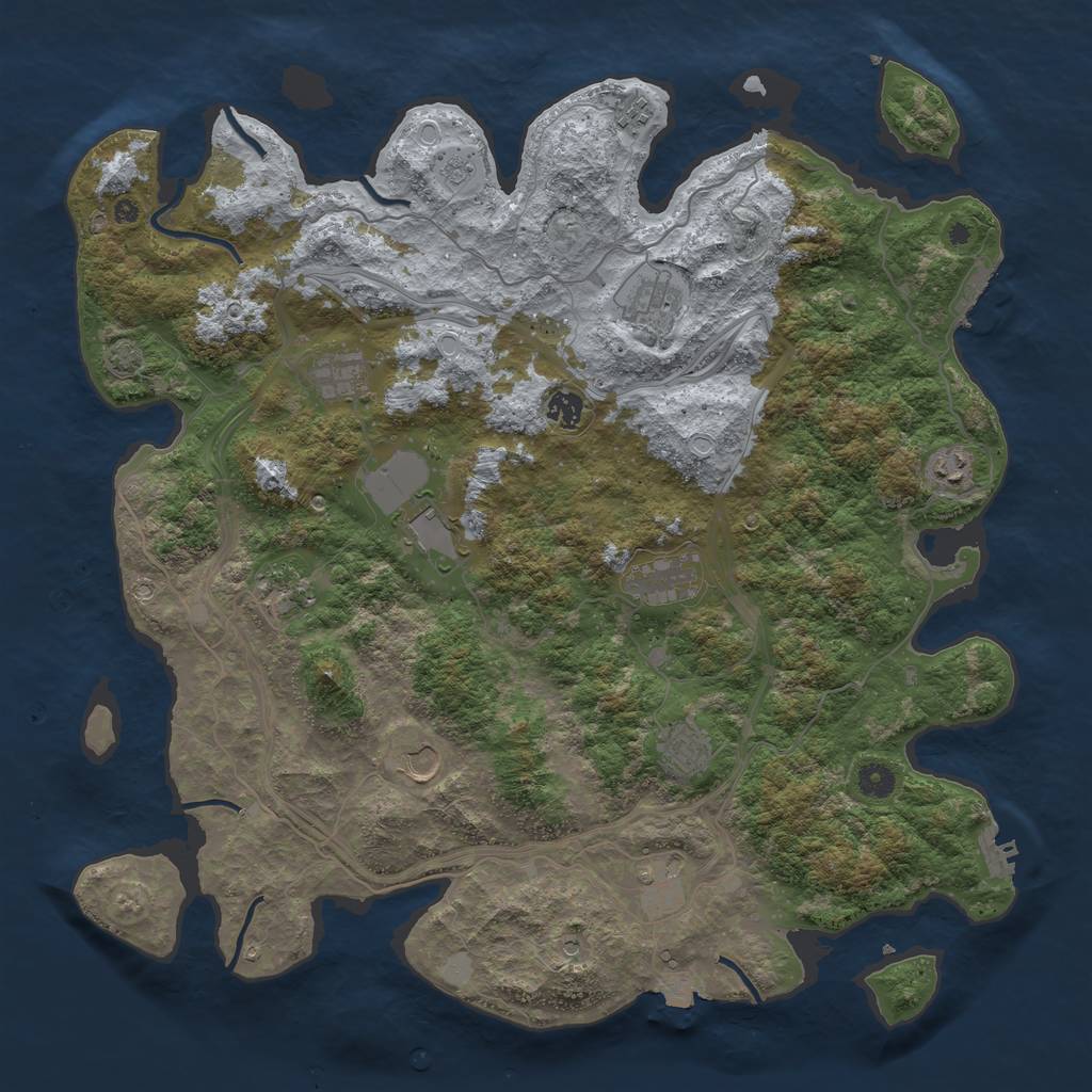 Rust Map: Procedural Map, Size: 4500, Seed: 638997823, 19 Monuments