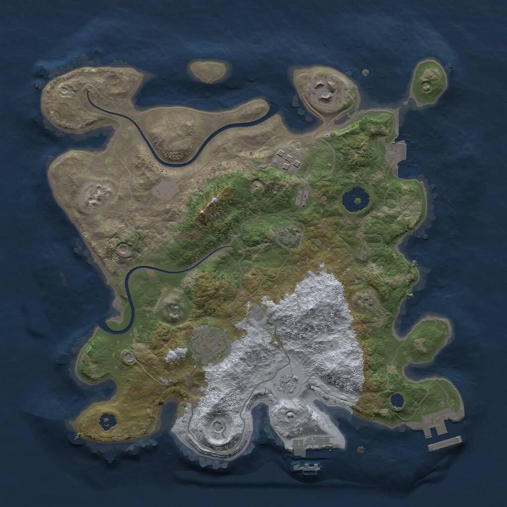 Rust Map: Procedural Map, Size: 3000, Seed: 94177, 9 Monuments