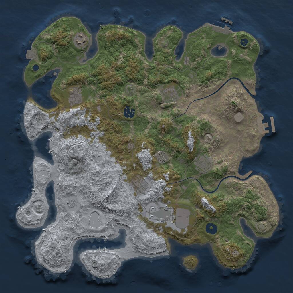 Rust Map: Procedural Map, Size: 3800, Seed: 708424791, 14 Monuments