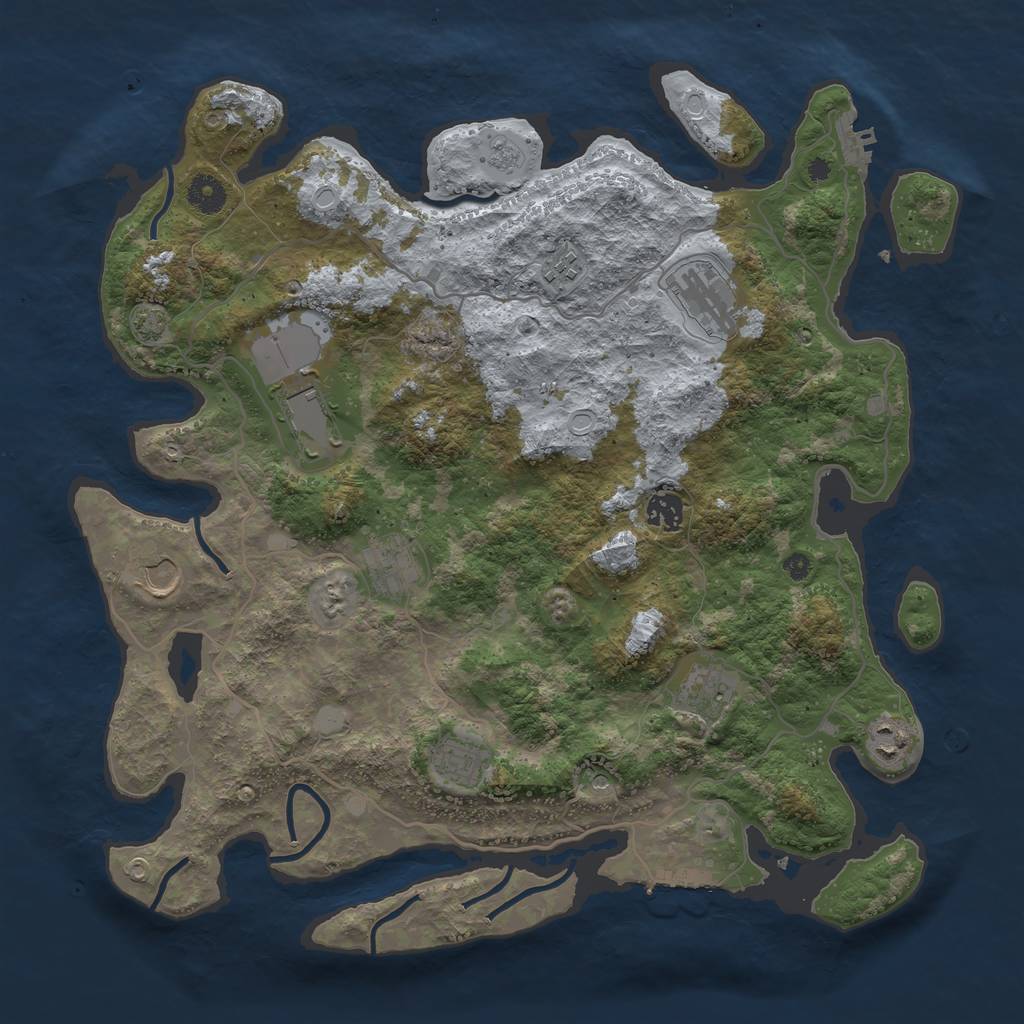 Rust Map: Procedural Map, Size: 4000, Seed: 296102920, 17 Monuments