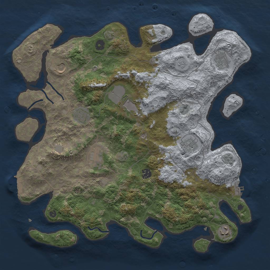 Rust Map: Procedural Map, Size: 4000, Seed: 4879000, 17 Monuments