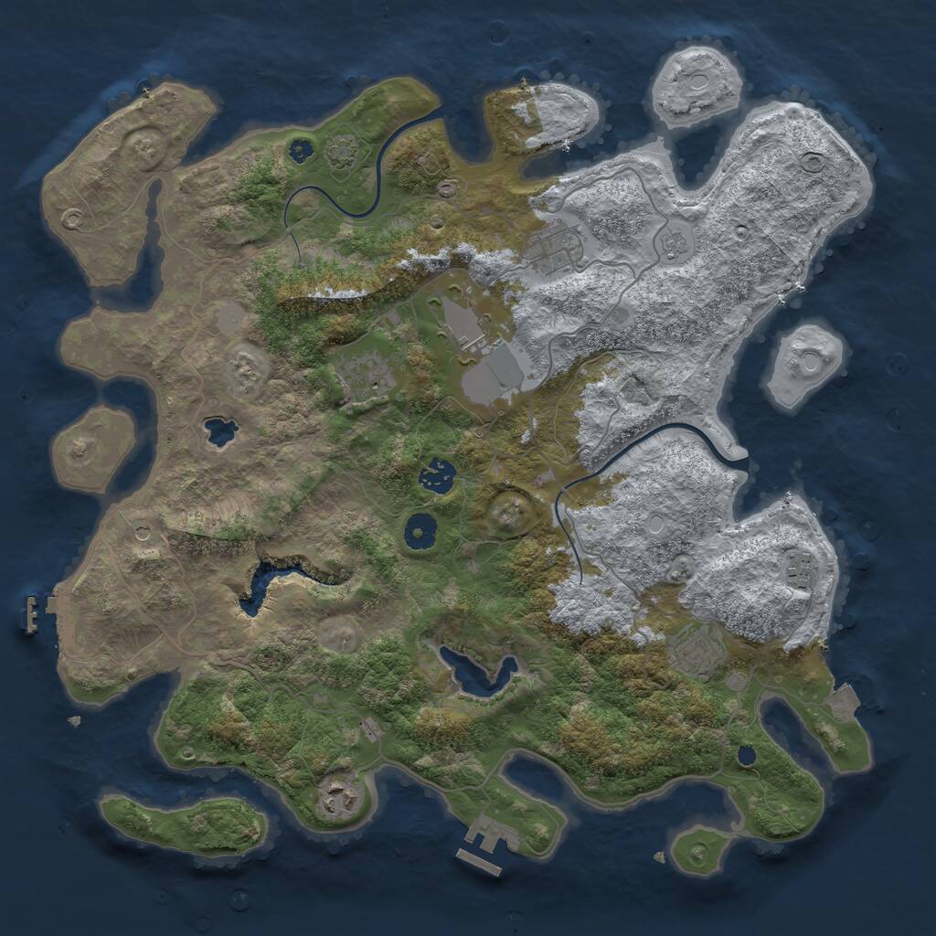 Rust Map: Procedural Map, Size: 4000, Seed: 4879000, 13 Monuments
