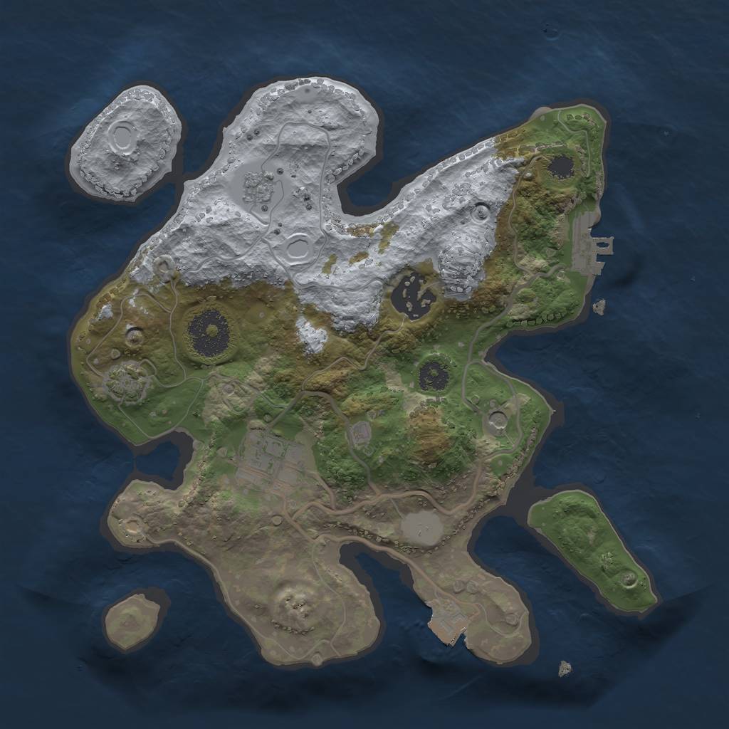 Rust Map: Procedural Map, Size: 2500, Seed: 942323709, 9 Monuments