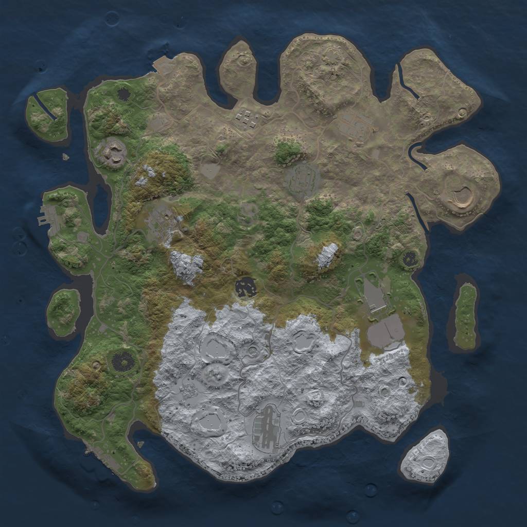 Rust Map: Procedural Map, Size: 3700, Seed: 1108011775, 17 Monuments