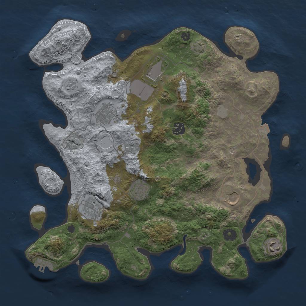 Rust Map: Procedural Map, Size: 3500, Seed: 47786862, 15 Monuments
