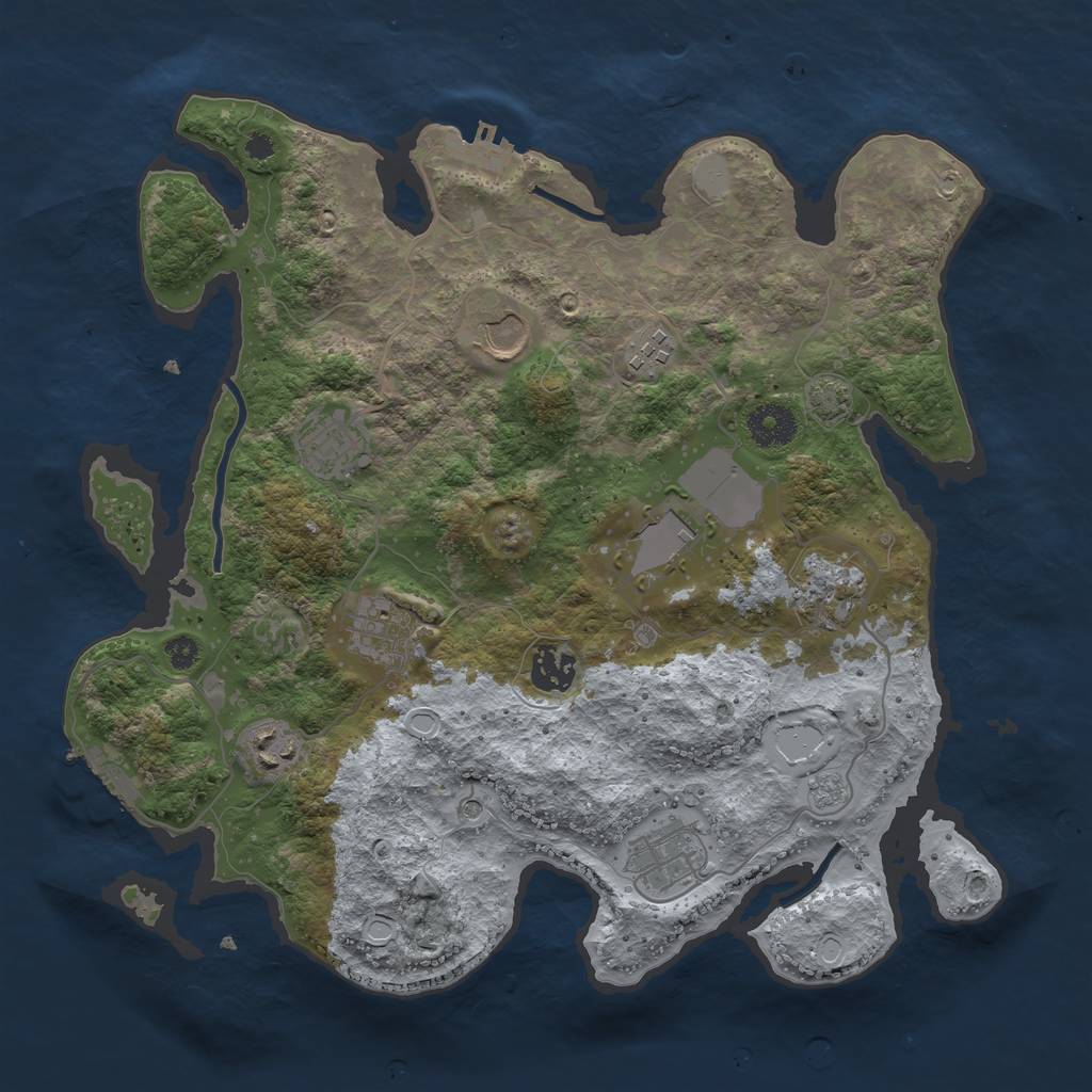 Rust Map: Procedural Map, Size: 3500, Seed: 839193716, 17 Monuments