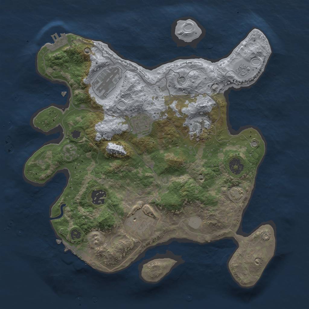 Rust Map: Procedural Map, Size: 3000, Seed: 2719580, 13 Monuments