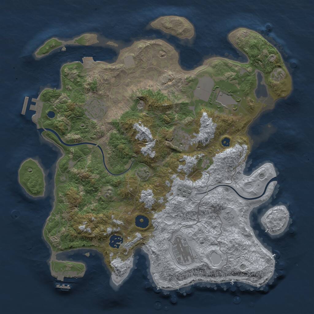 Rust Map: Procedural Map, Size: 3500, Seed: 66775628, 12 Monuments