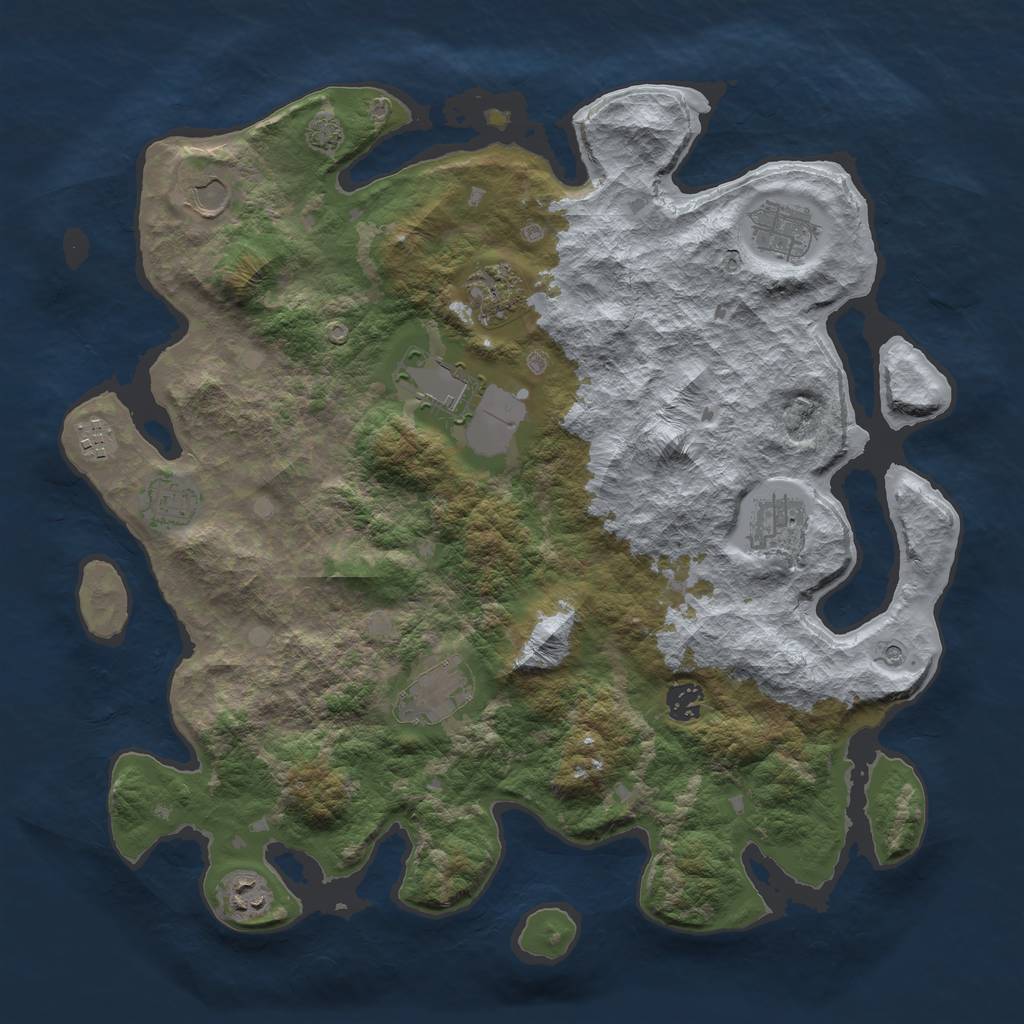 Rust Map: Barren, Size: 4000, Seed: 8621487, 14 Monuments