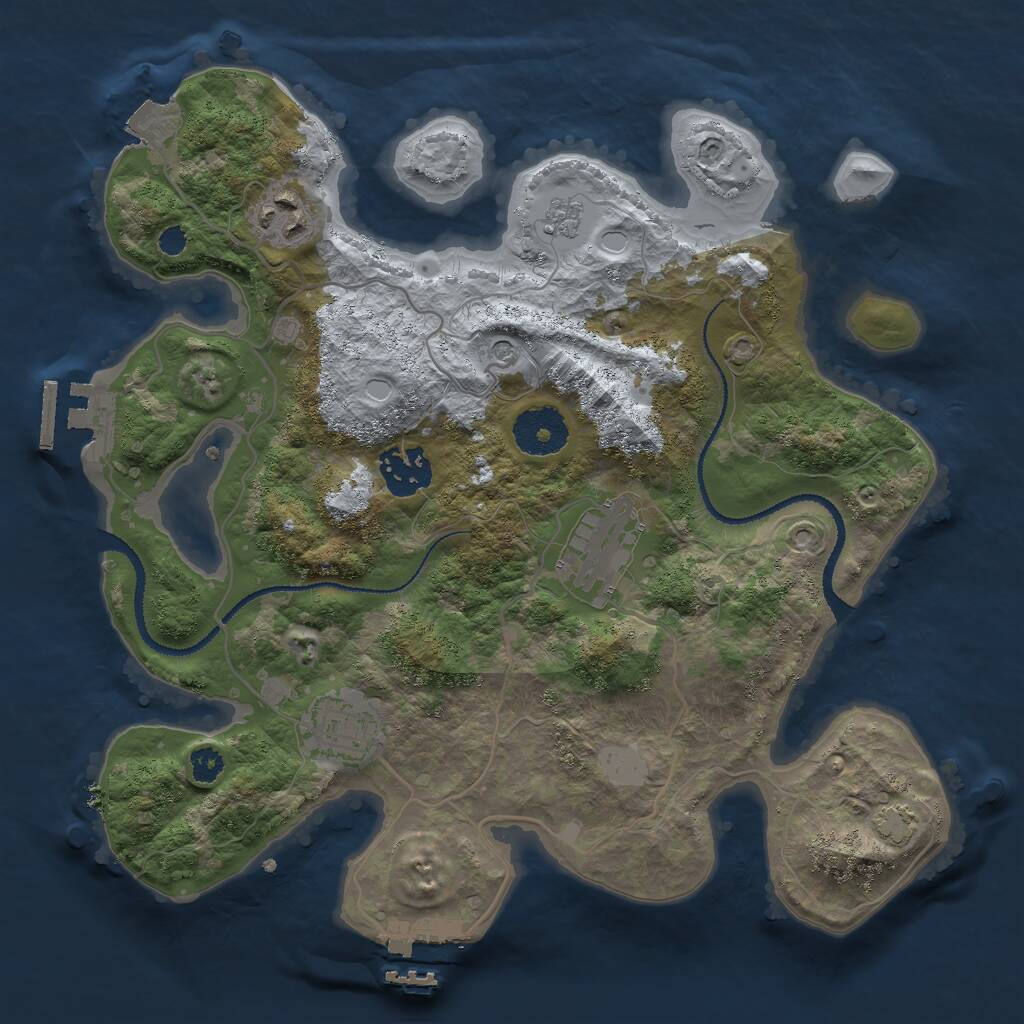 Rust Map: Procedural Map, Size: 3000, Seed: 10889, 10 Monuments