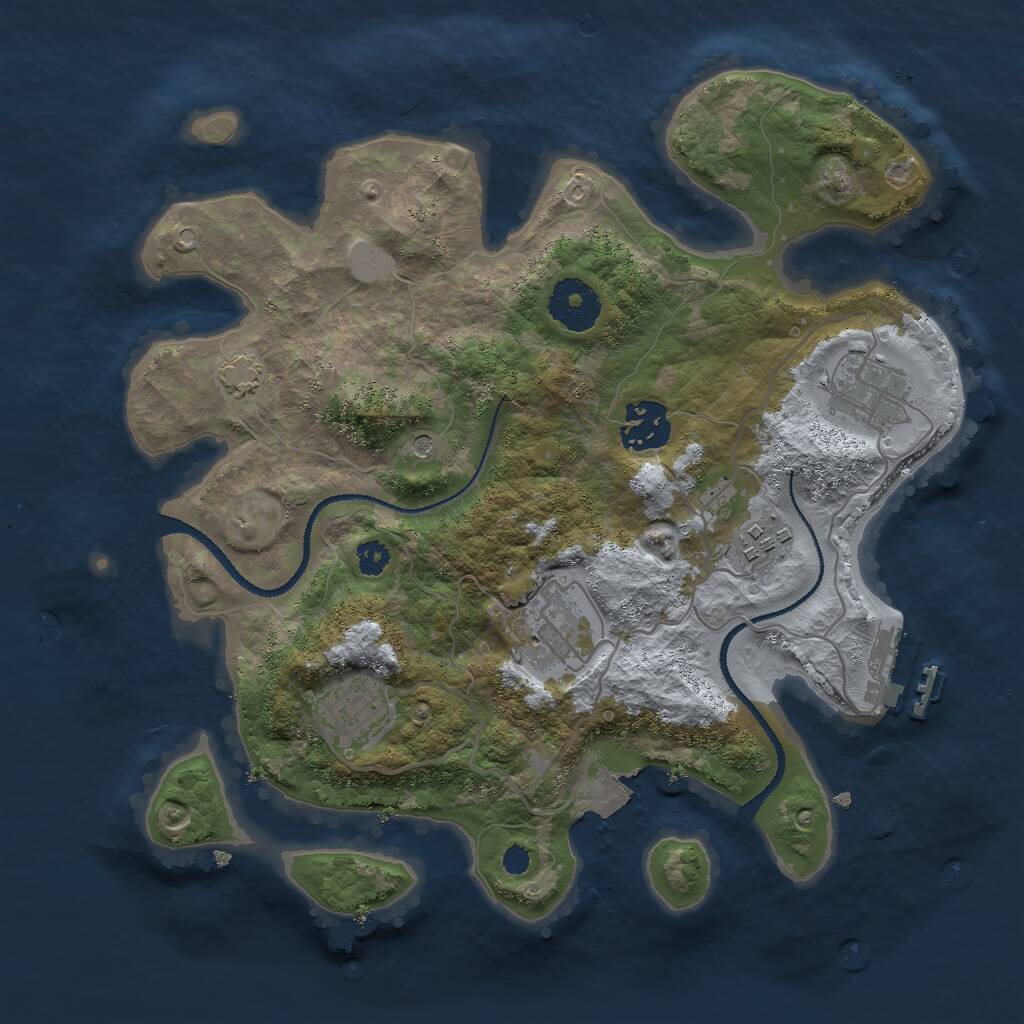 Rust Map: Procedural Map, Size: 3000, Seed: 1831310810, 9 Monuments