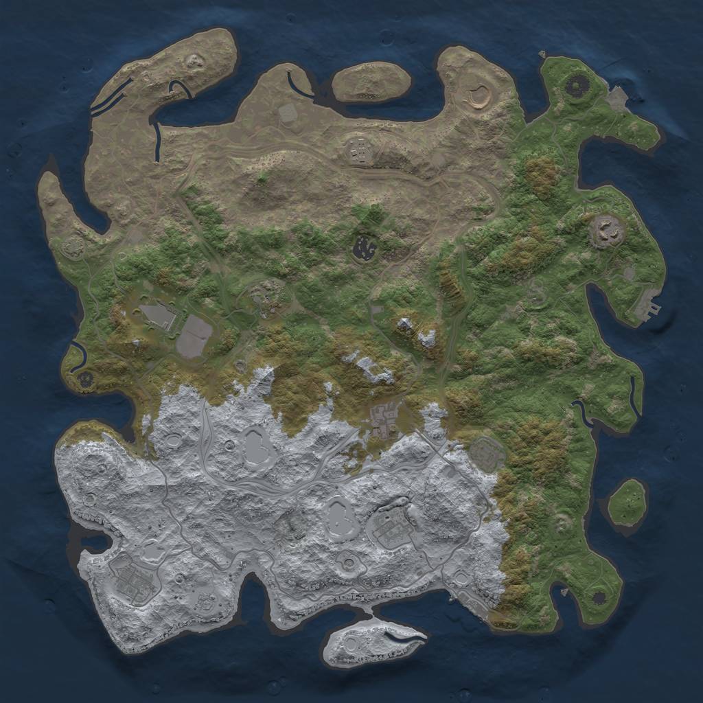 Rust Map: Procedural Map, Size: 4500, Seed: 946490882, 18 Monuments