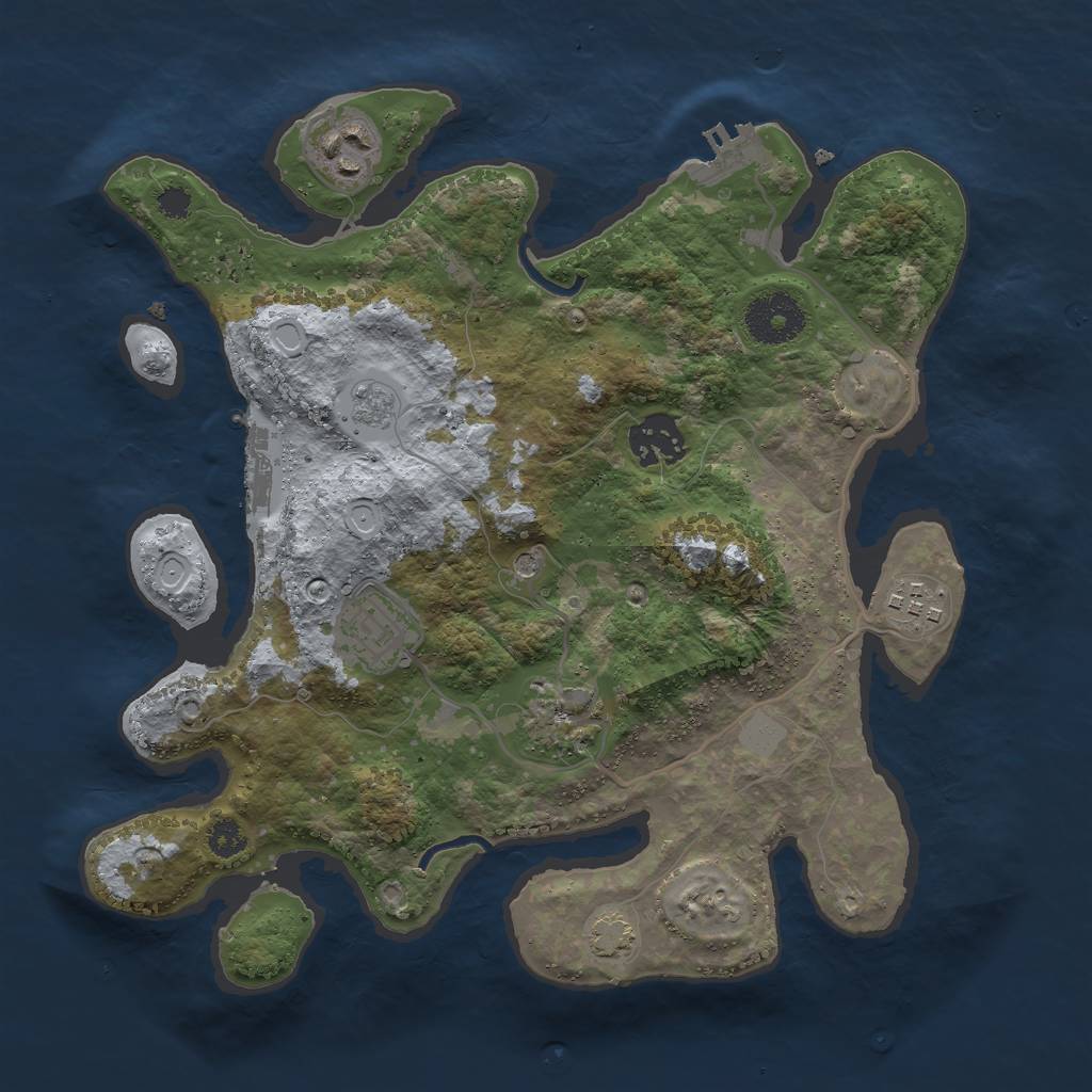Rust Map: Procedural Map, Size: 3000, Seed: 23729, 13 Monuments