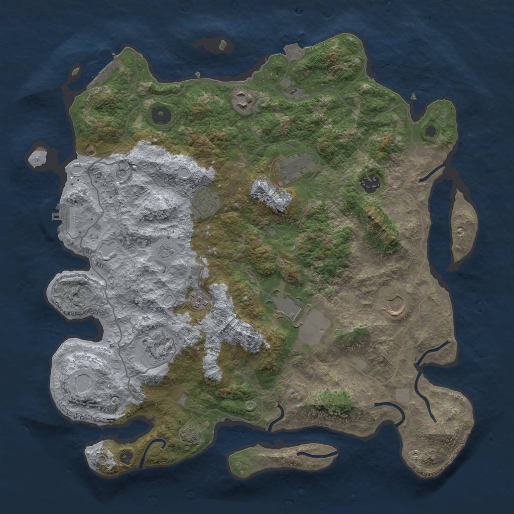 Rust Map: Procedural Map, Size: 4000, Seed: 1985128274, 16 Monuments