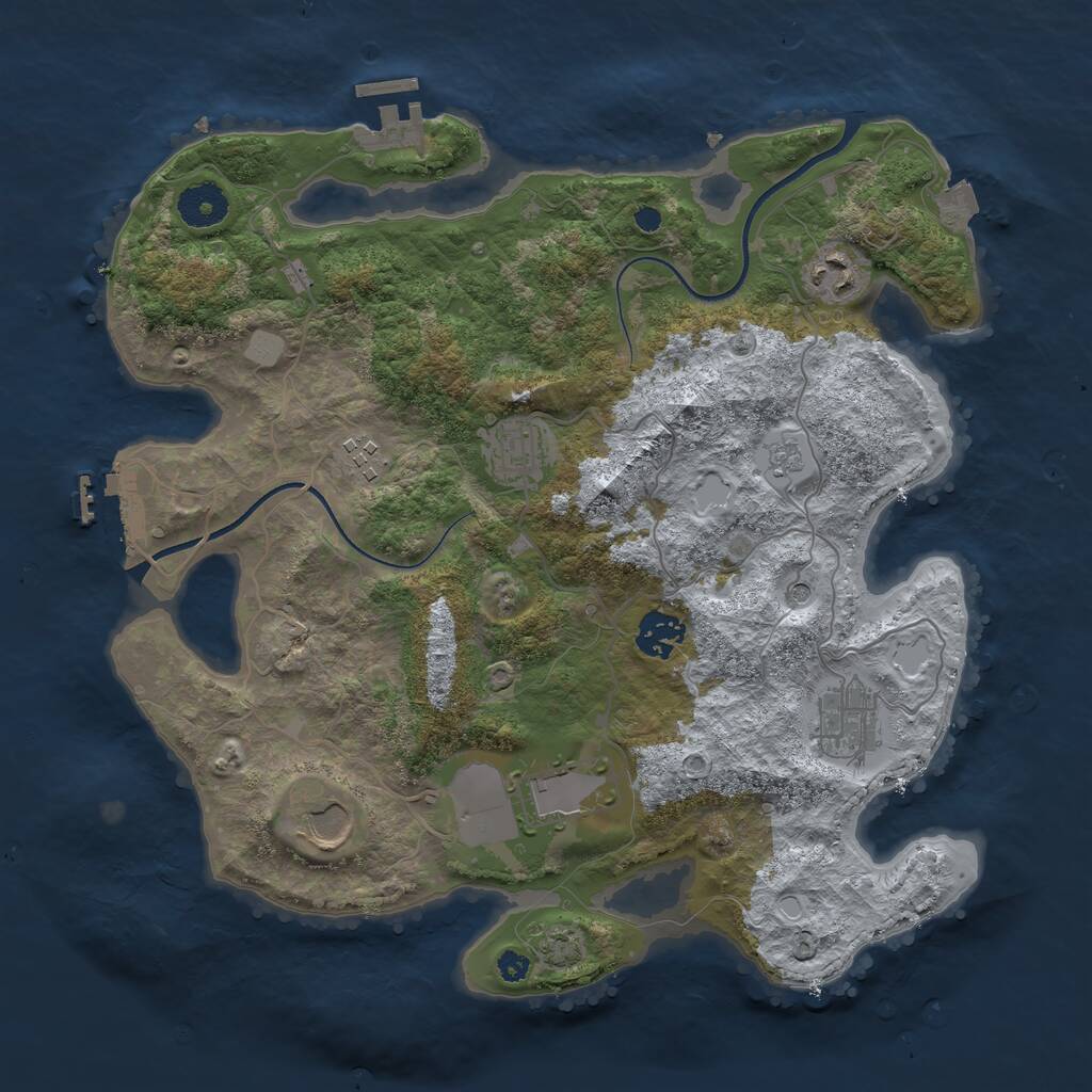 Rust Map: Procedural Map, Size: 3500, Seed: 42862642, 13 Monuments