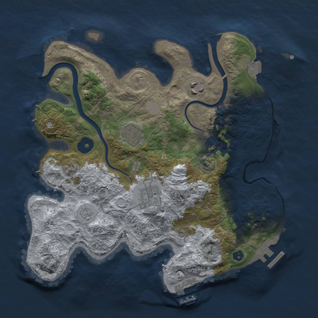Rust Map: Procedural Map, Size: 3000, Seed: 605105935, 9 Monuments