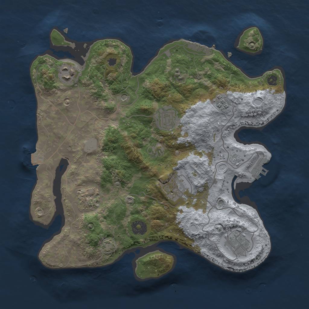 Rust Map: Procedural Map, Size: 3000, Seed: 1110897549, 14 Monuments