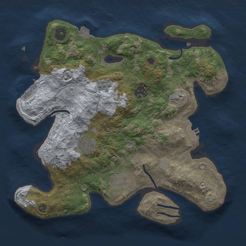 Rust Map: Procedural Map, Size: 3000, Seed: 202774360, 12 Monuments