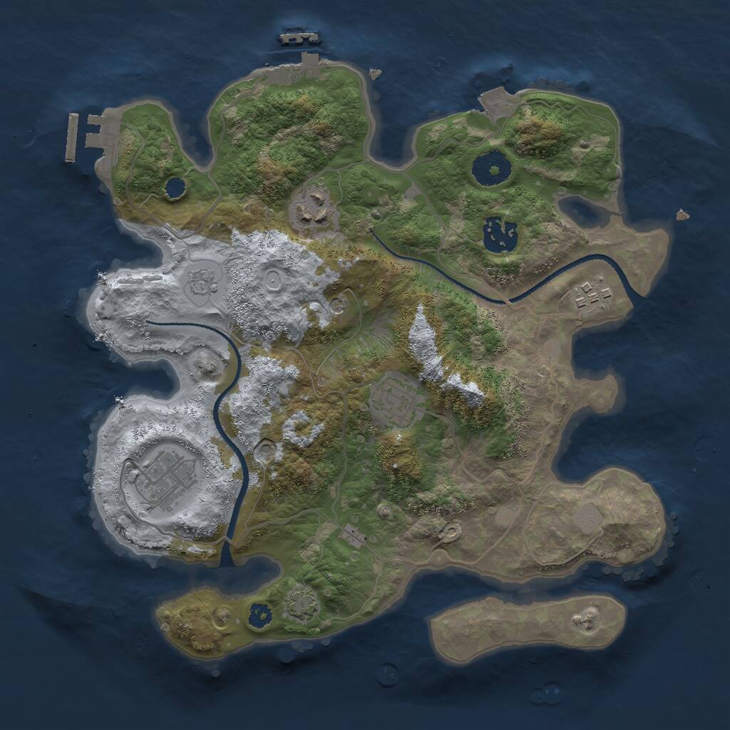 Rust Map: Procedural Map, Size: 3000, Seed: 1985128274, 11 Monuments