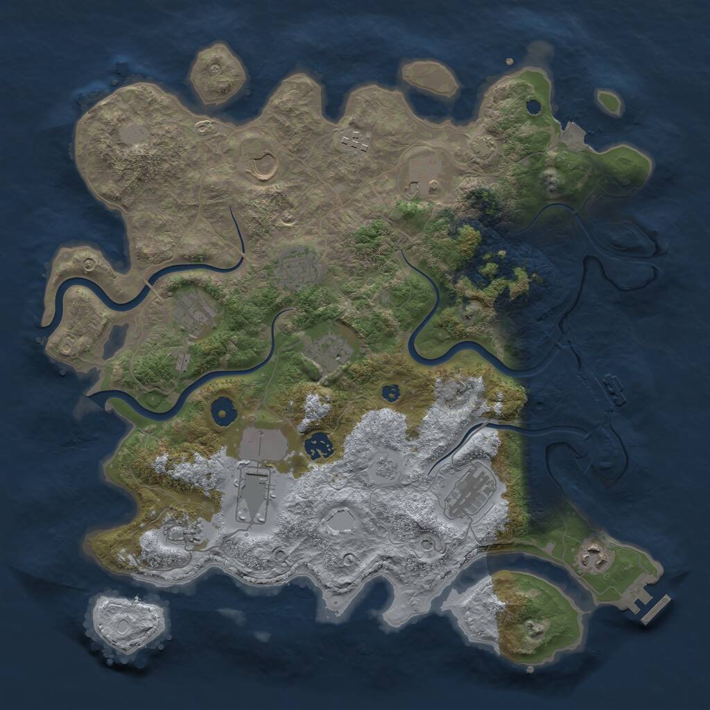 Rust Map: Procedural Map, Size: 3900, Seed: 952132111, 17 Monuments