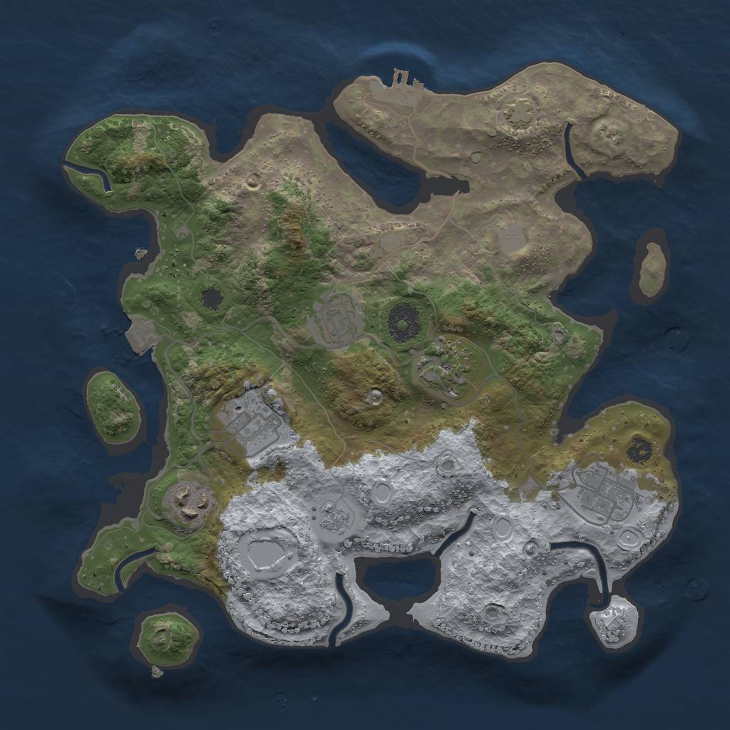 Rust Map: Procedural Map, Size: 3000, Seed: 36989473, 11 Monuments