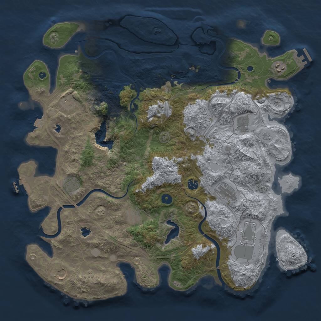 Rust Map: Procedural Map, Size: 4500, Seed: 18370, 16 Monuments