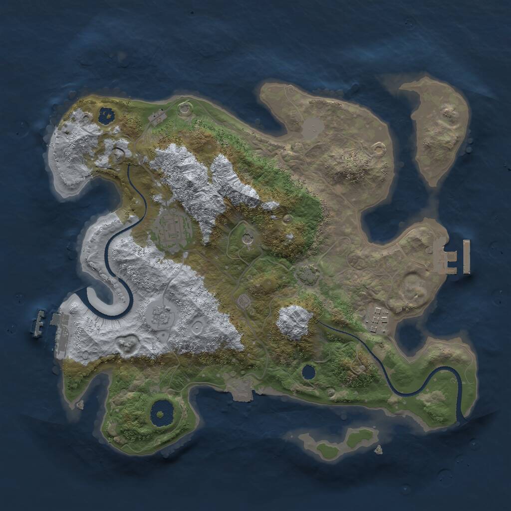 Rust Map: Procedural Map, Size: 3000, Seed: 1699944265, 8 Monuments