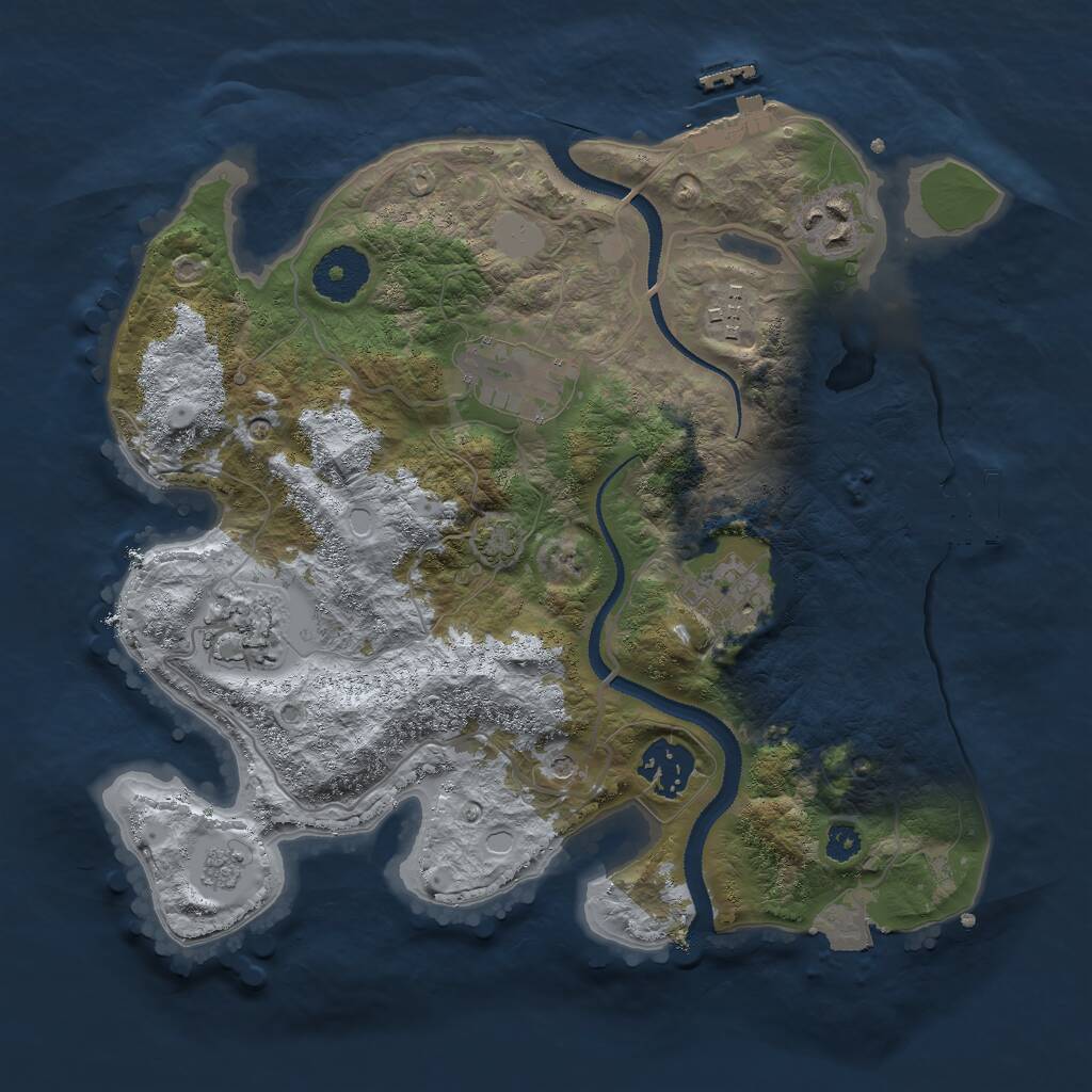 Rust Map: Procedural Map, Size: 3000, Seed: 9276, 12 Monuments