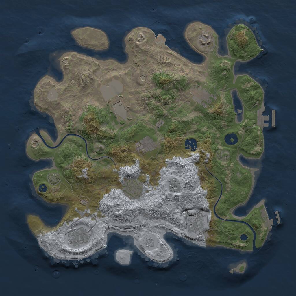 Rust Map: Procedural Map, Size: 3500, Seed: 335284722, 15 Monuments