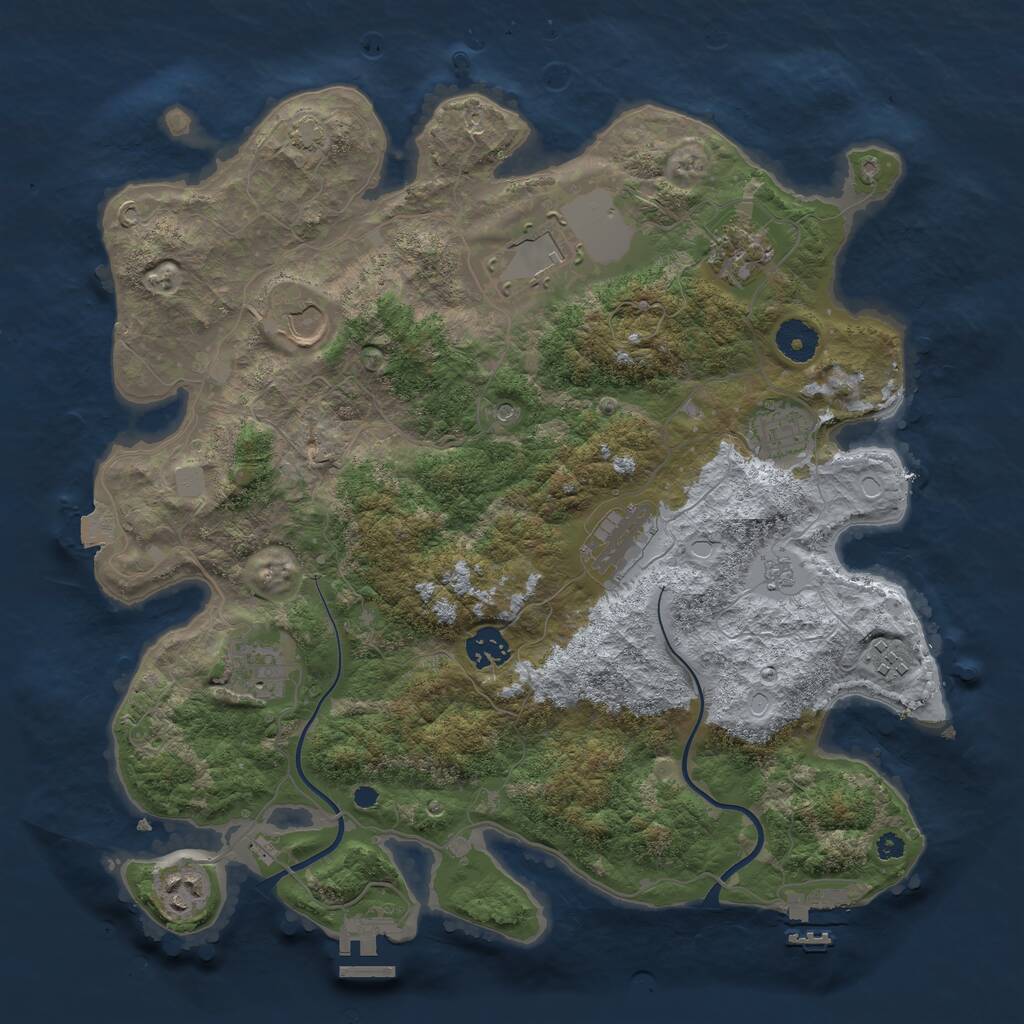 Rust Map: Procedural Map, Size: 3700, Seed: 1420129247, 15 Monuments