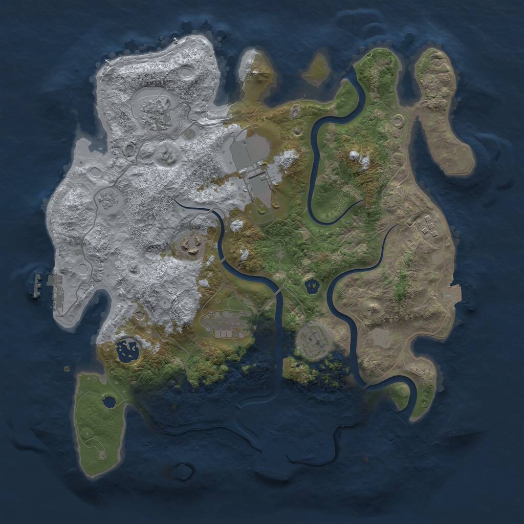 Rust Map: Procedural Map, Size: 3500, Seed: 69933637, 13 Monuments